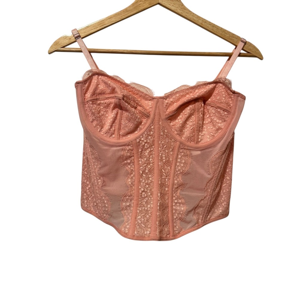 Pink Lace Corset Bustier Top Spagetti Straps‎ Y2K Landman Party Going Out Date M